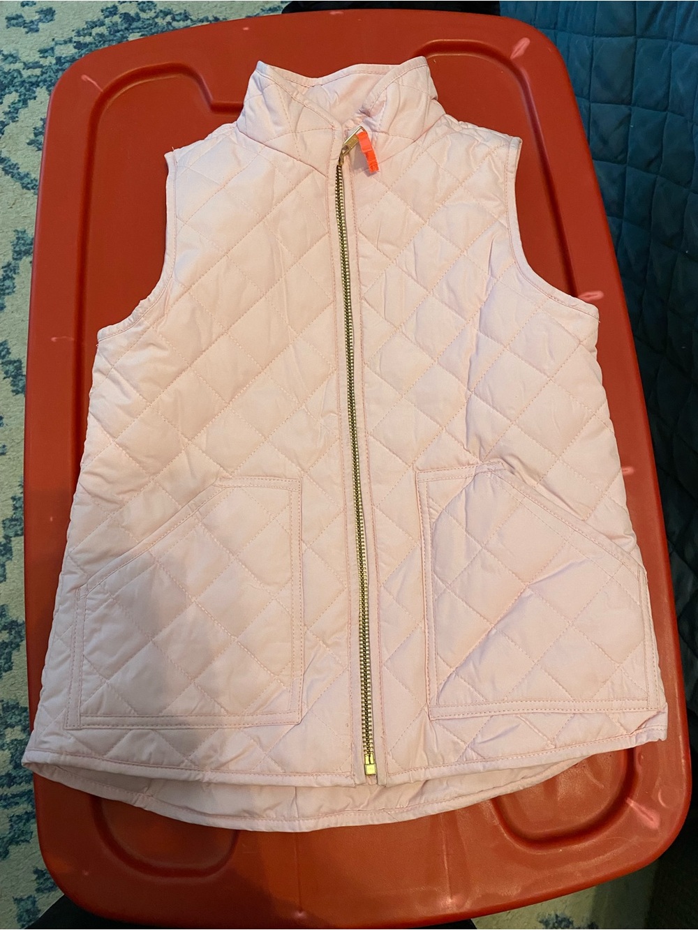 Crewcuts Pale Pink Quilted Vest with Gold Zip